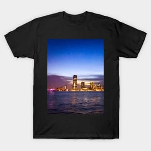 Jersey City Skyline Skyscrapers Night Battery Park NYC T-Shirt